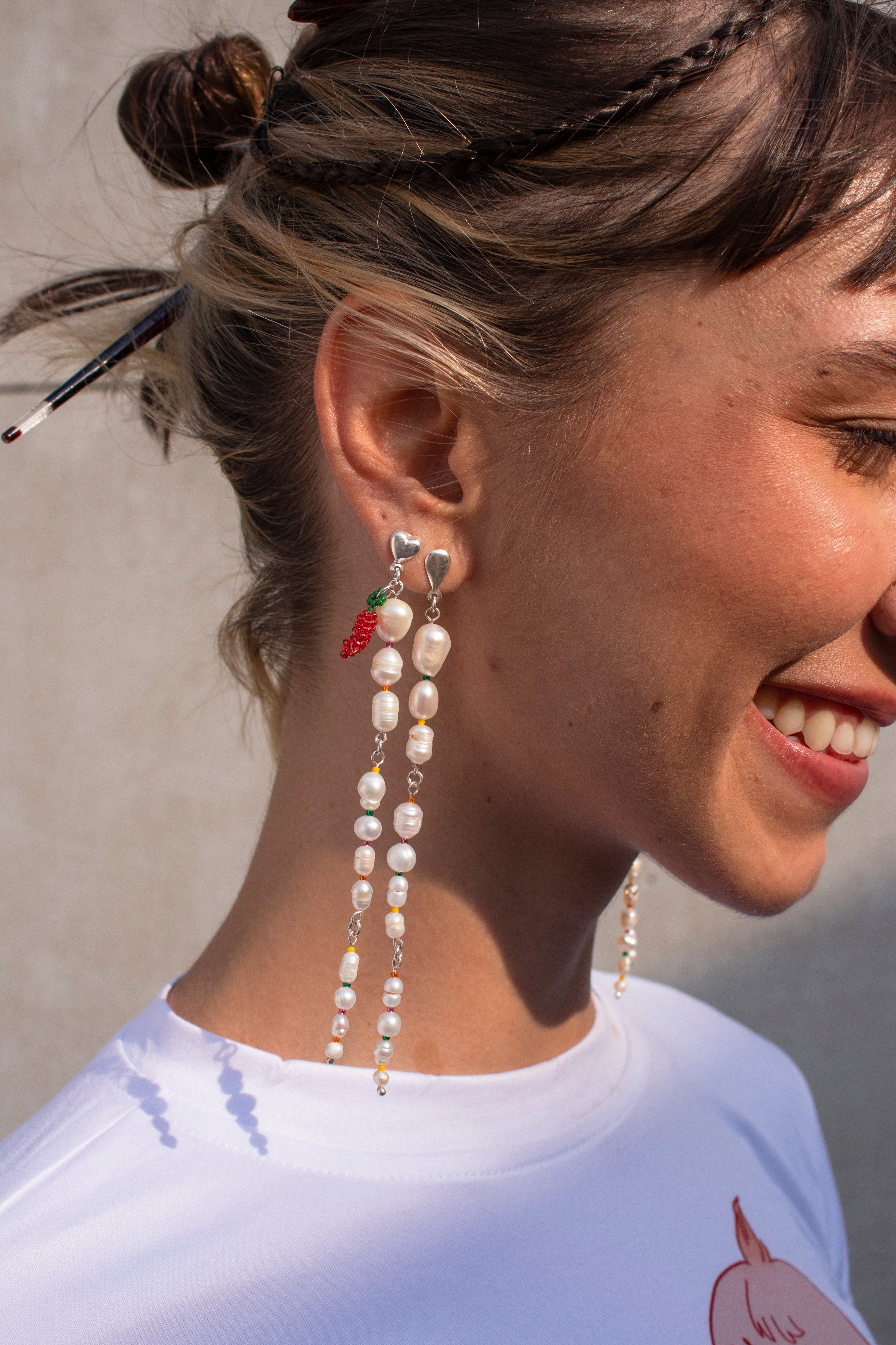 Aretes perlas ascendentes
