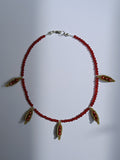 Collar Frijol rojo y cornalinas
